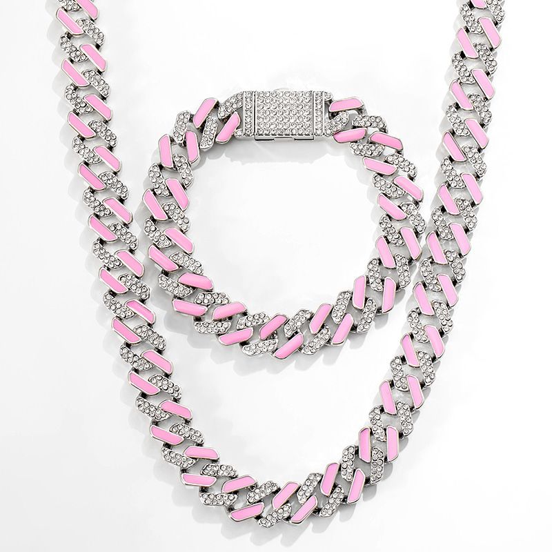 11mm Enamel Cuban Link Necklace Chain