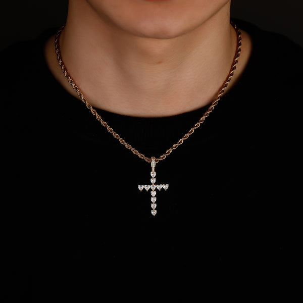 Moissanite Heart Cross Pendant