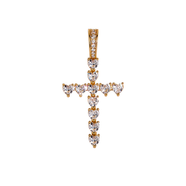 Moissanite Heart Cross Pendant