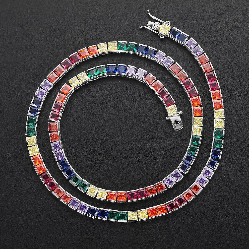 4mm Rainbow Diamond Princess Cut Tennis Chain – kankco