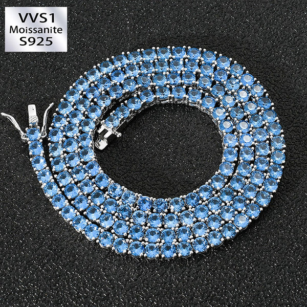 4mm Ice Rare Blue Moissanite Tennis Chain