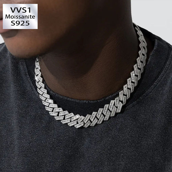 19mm Miami Diamond Baguette Chain in White Gold