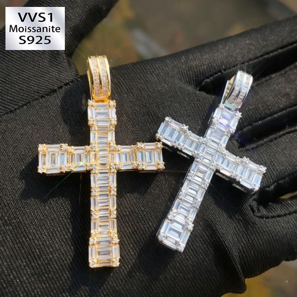 Baguette-cut moissanite pendant