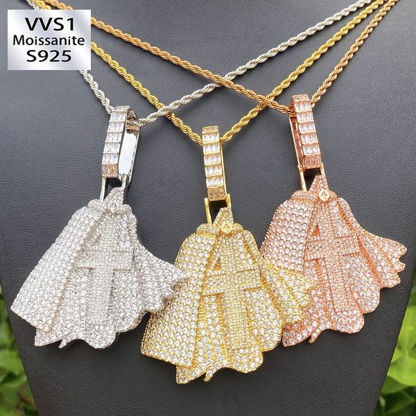 Moissanite Draped Cross Pendant