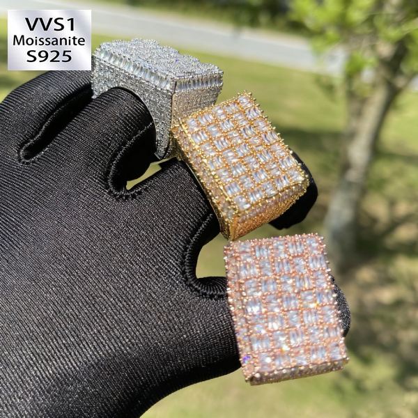 Moissanite Three-dimensional Square Ring