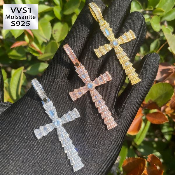 Moissanite Hip-Hop Layered Cross Pendant