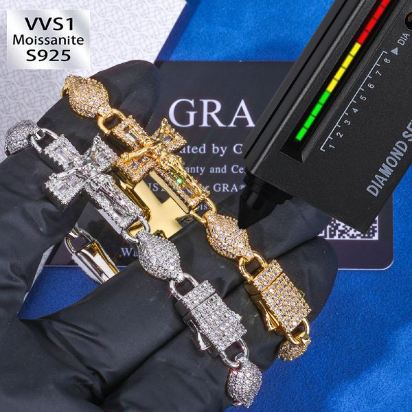 S925 Silver Moissanite Cross Bracelet