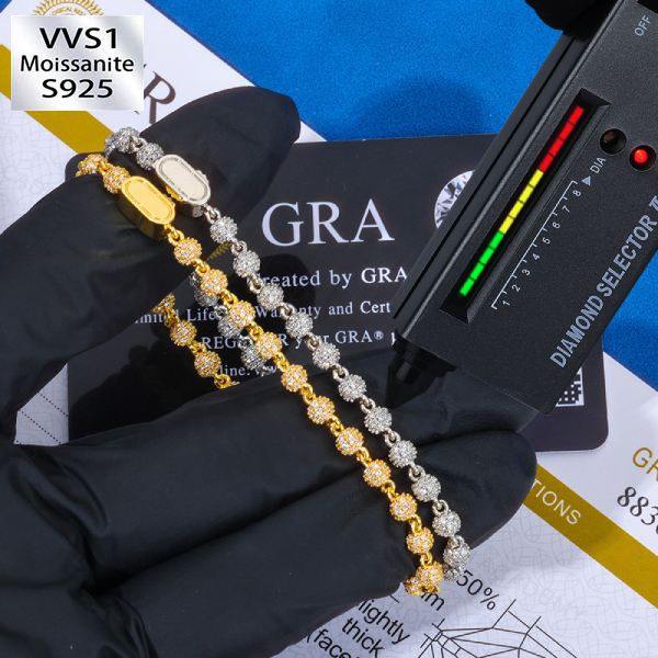 4mm S925 Silver Moissanite Round Bead Bracelet