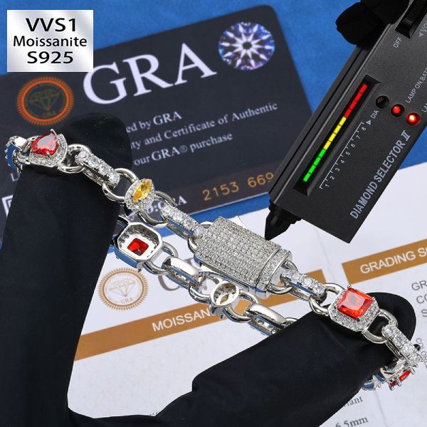 S925 Silver Moissanite Colored Gemstone Bracelet