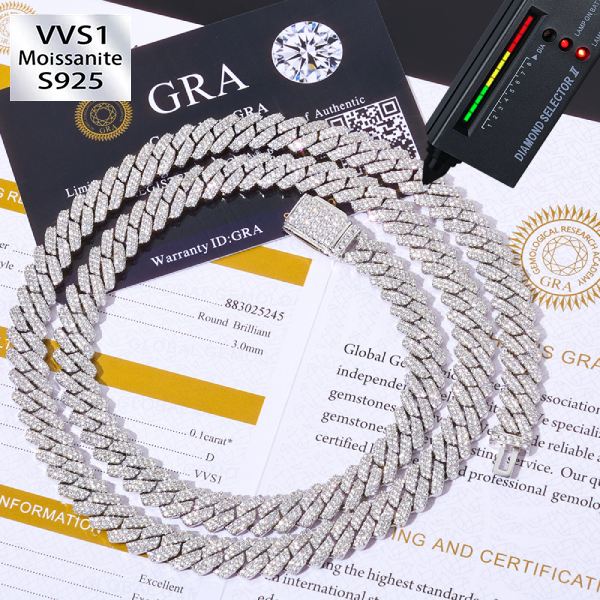 8mm S925 Silver Moissanite Diamond-Cut Cuban Chain