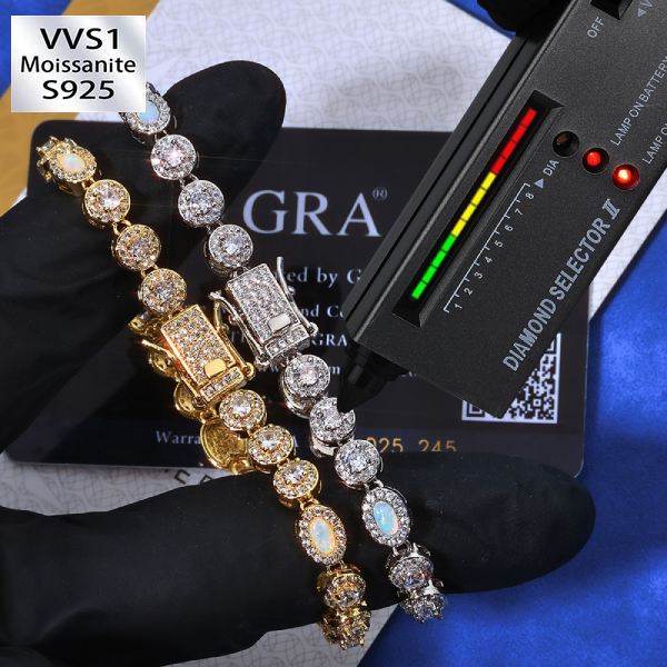 S925 Silver Moissanite Opal Bracelet