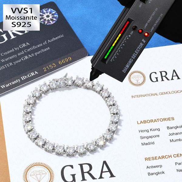 6mm S925 Silver Moissanite Tennis Bracelet