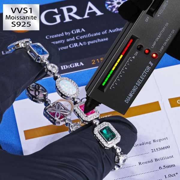 S925 Silver Moissanite Multi-Gemstone Bracelet