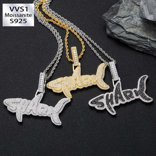 Shark-Lettermoji Moissanite Pendant