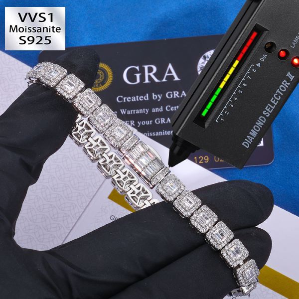 7.5mm S925 Silver Moissanite Ice Cube Bracelet