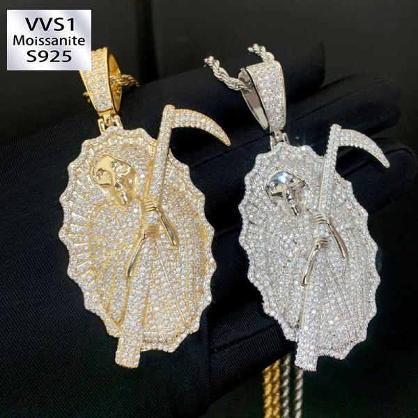 Moissanite Grim Reaper Pendant
