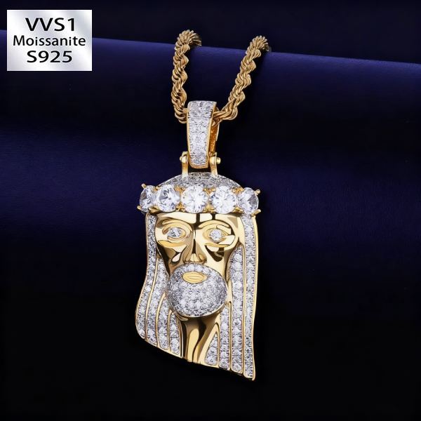 Moissanite Religious Jesus Pendant