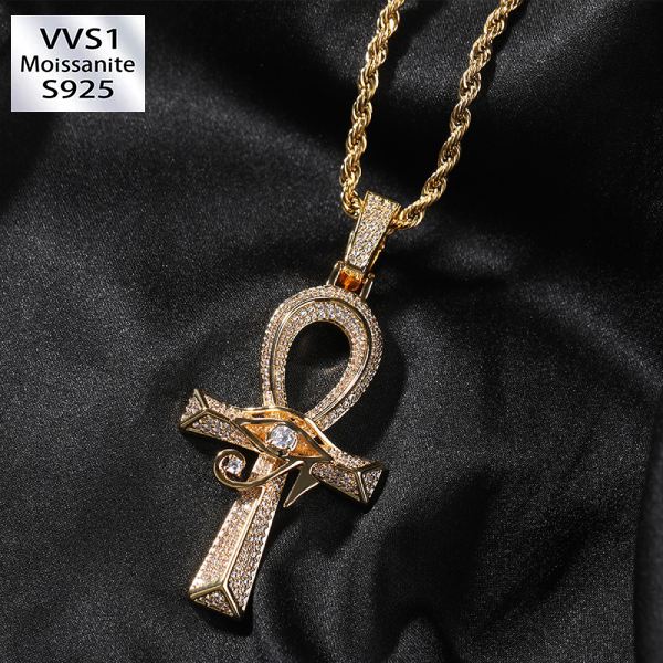 Moissanite Eye of Horus Cross Pendant