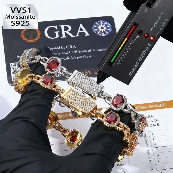 S925 Silver Moissanite Colored Gemstone Bracelet