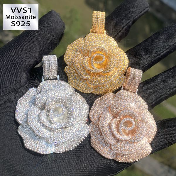 Sparkling Rose Moissanite Pendant