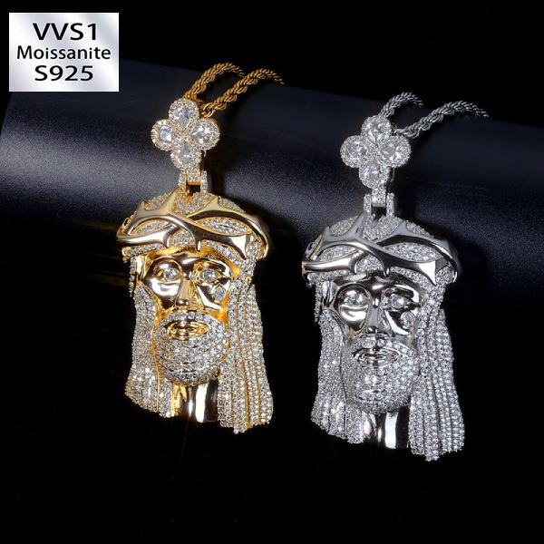Moissanite Gleaming Jesus Head Pendant