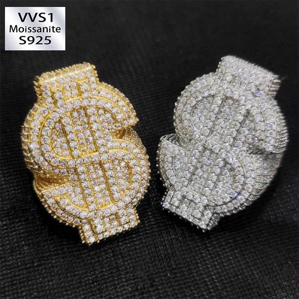 Moissanite Dollar Symbol Ring