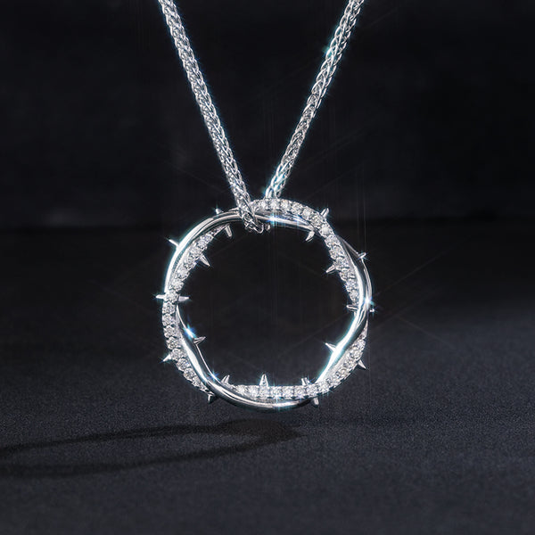 S925 Sterling Silver Moissanite Crown of Throns Pendant