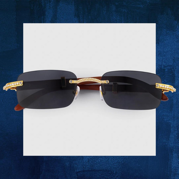 Rimless Black Woody  Sunglasses