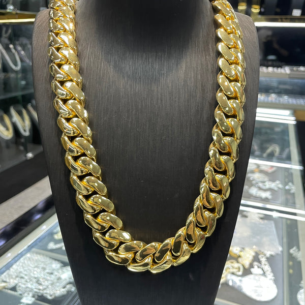 22mm Miami Cuban Link Chain in 14K Gold