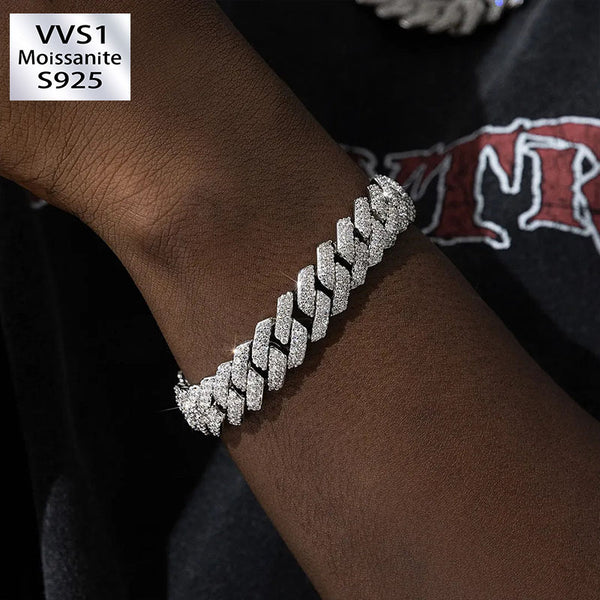 13MM Moissanite Diamond Prong Cuban Bracelets