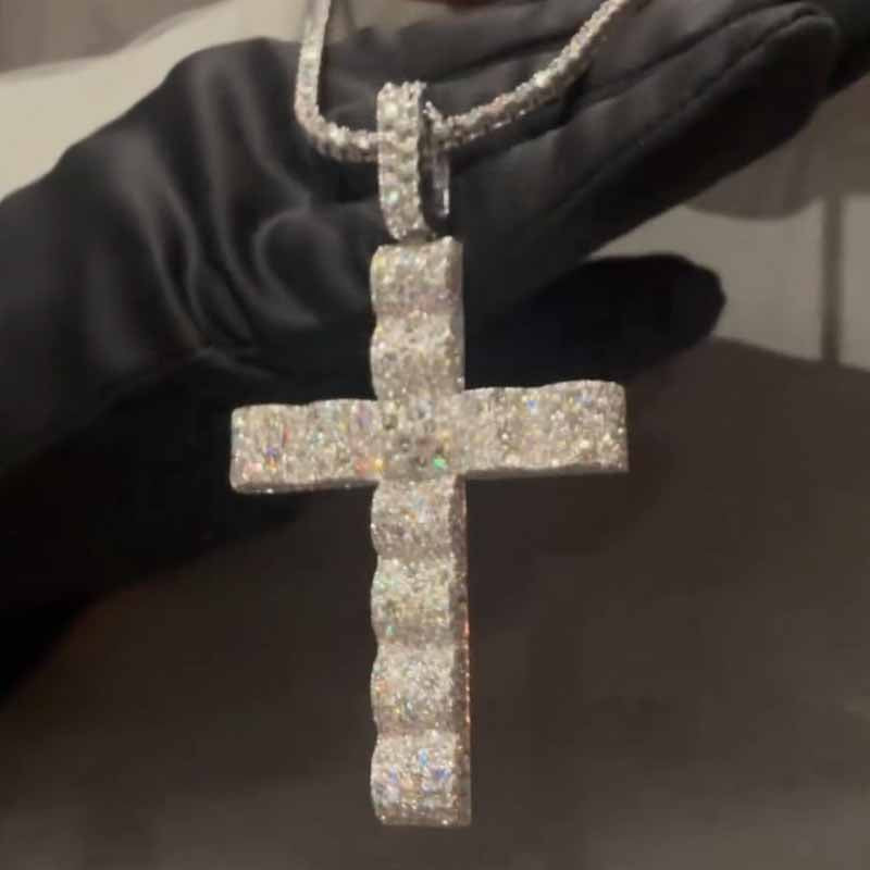 Moissanite Wave Design Cross Pendant – kankco