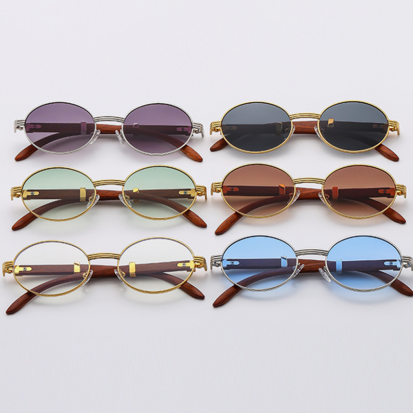 Retro Faux Wood Grain Sunglasses