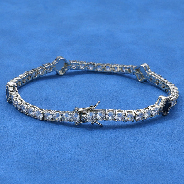 S925 Moissanite Iced Out Four Leaf Clover Tennis Bracelet