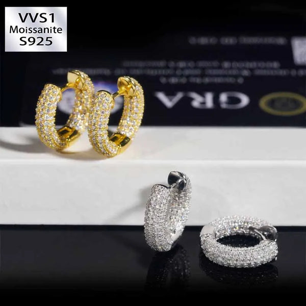 Moissanite Hip Hop Ring Design Earrings