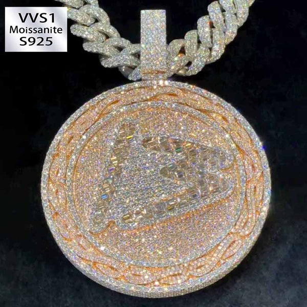 Moissanite Floral Number 13 Round Pendant