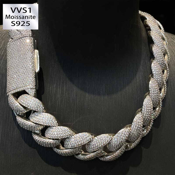 22mm Moissanite Four-Row Bubble Cuban Chain