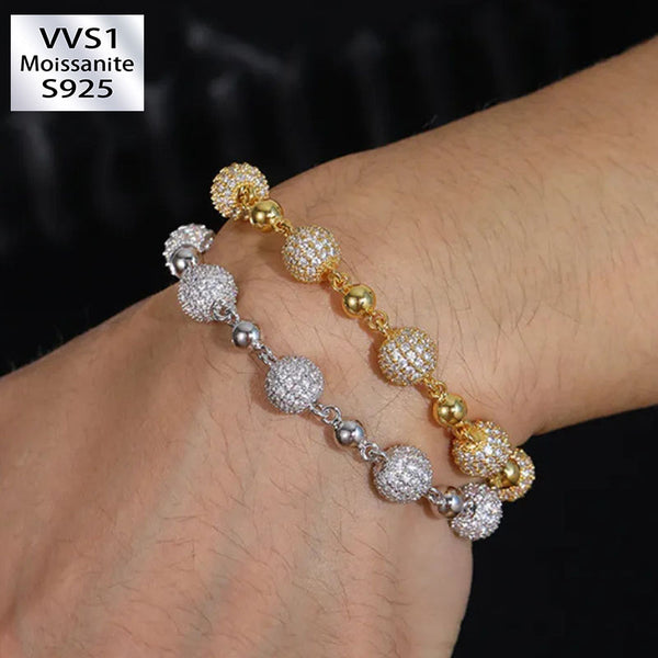 10mm Moissanite Hip Hop Ball Bracelet