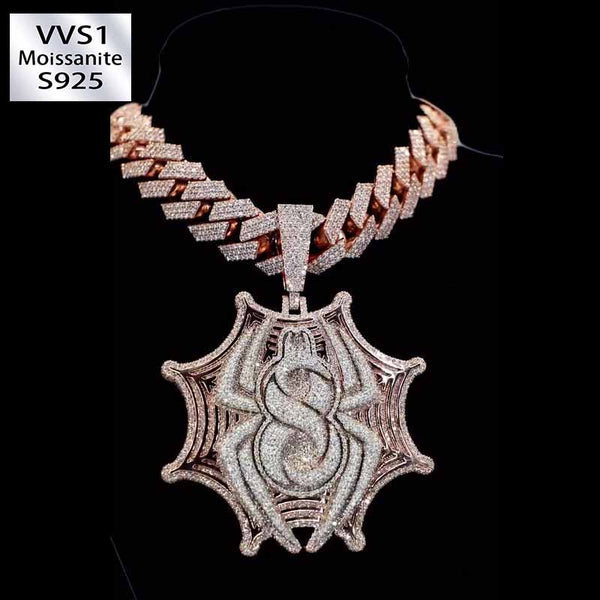 Moissanite Figure 8 Design Spider Web Pendant