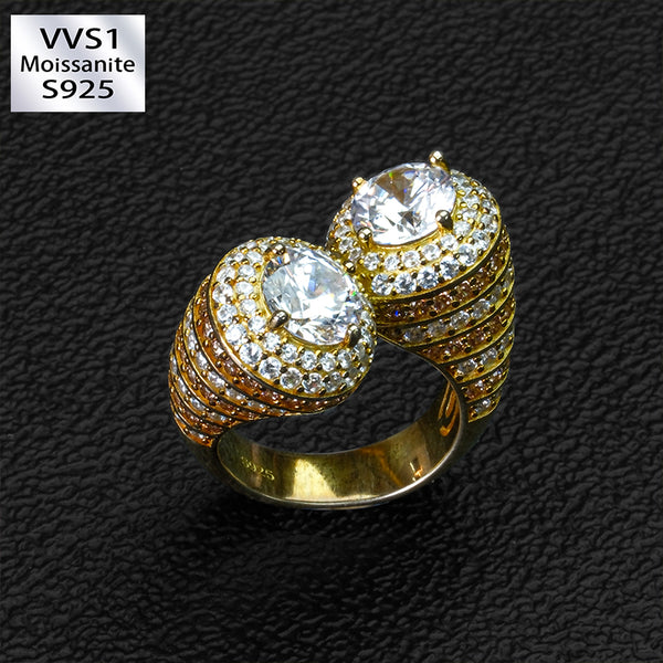 Moissanite Crossed Cylinder Ring