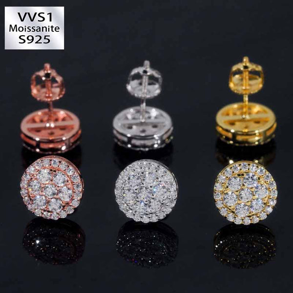 Moissanite Hip Hop Fashion Round Earrings