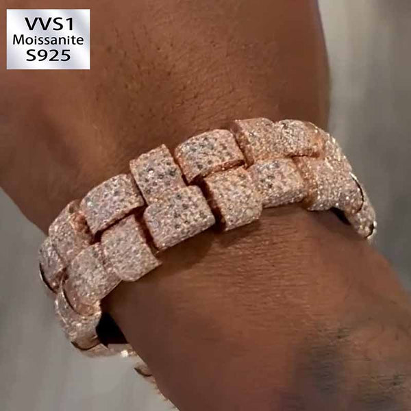 Moissanite Block Double Row Baguette Bracelet