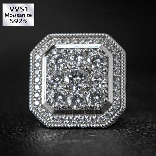 Moissanite Layered Square Full Diamond Ring