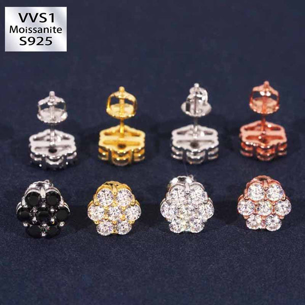 9mm Moissanite Flower Earrings