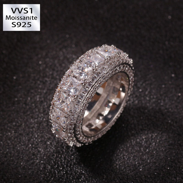 Moissanite Luxury Sparkling Square Zirconium Round Diamond Ring