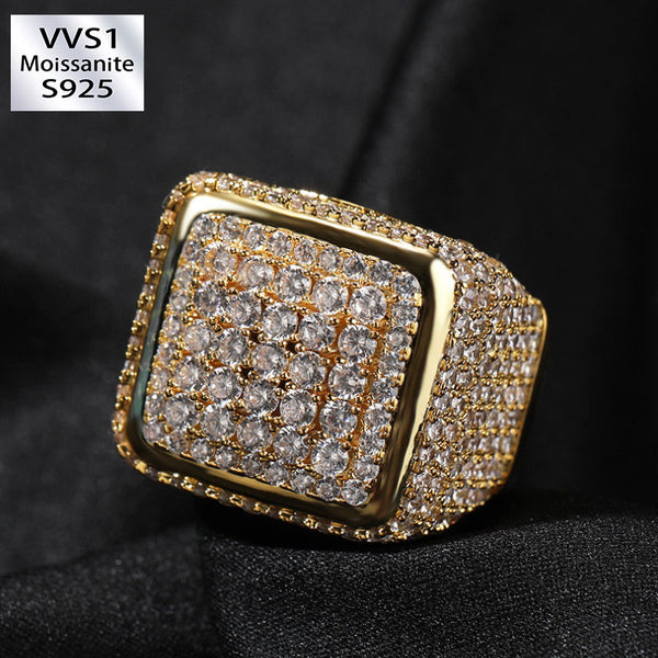 Moissanite Hip Hop Vintage Big Square Ring