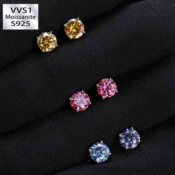 S925 Silver 1 Carat Moissanite Earrings