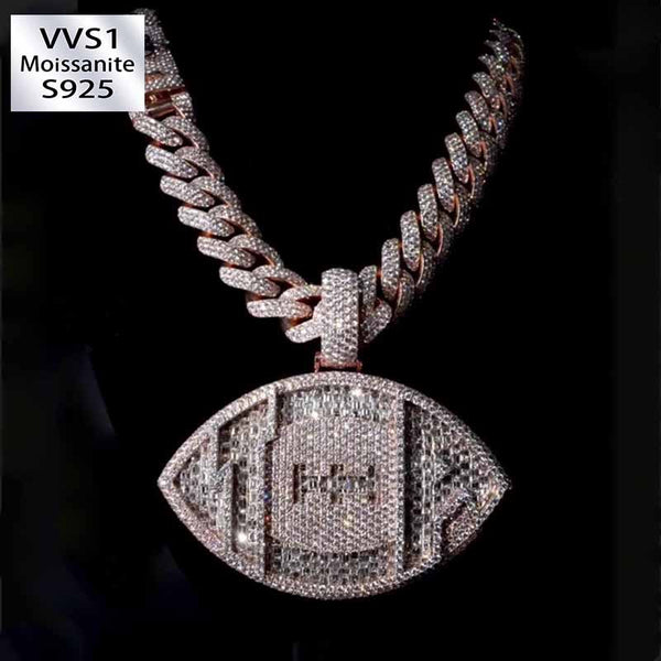 S925 Moissanite Rugby Cuban Chain Set