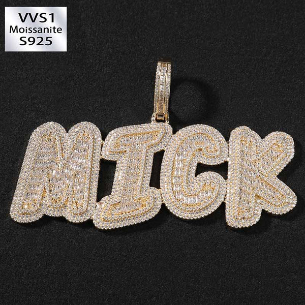 Moissanite Hip Hop Sparkling Customized Letter Pendant
