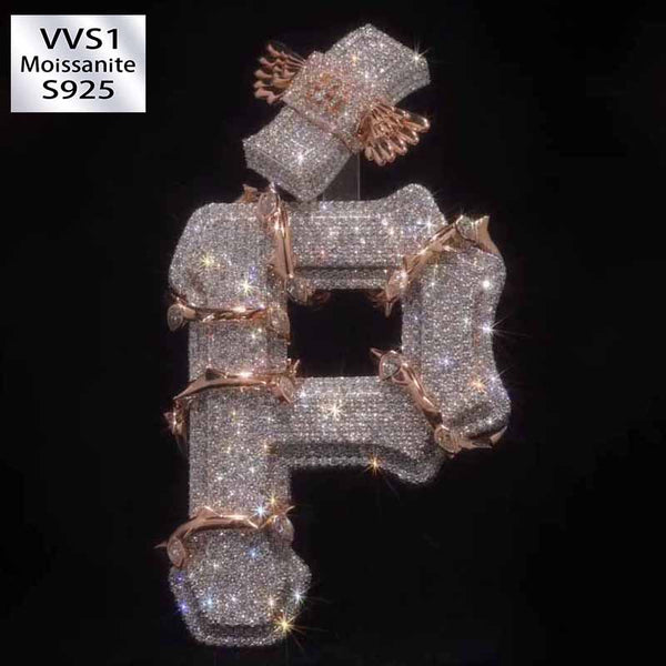 S925 Moissanite Vine Letter P Pendant