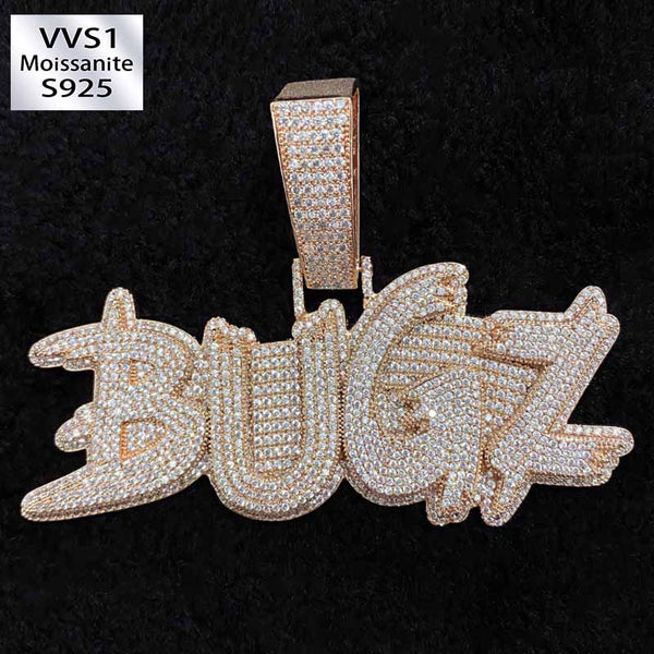 Moissanite Hip Hop Thorn Letter Pendant